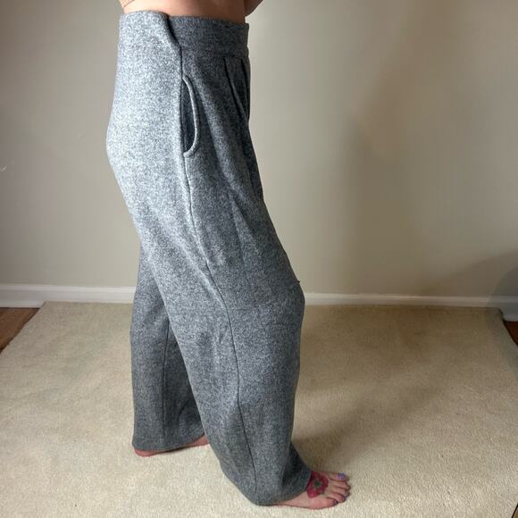 Source Unknown Gray Wide Leg Fleece Wool Style Wide Leg Pants - Picture 3 of 8